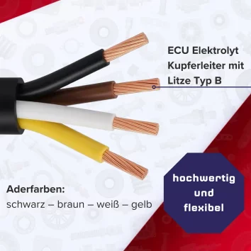 4 x 1,5 mm² FLRYy Fahrzeugleitung Vieradrig