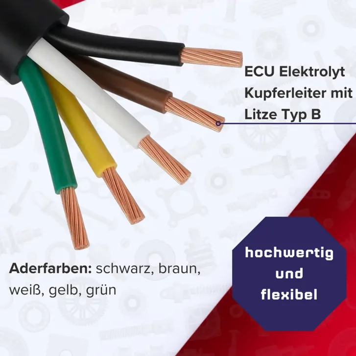 Auto Kabel 5 x 1,5 mm² FLRYy Fünfadrig Car Wire Anhänger Leitung Fahrzeugleitung