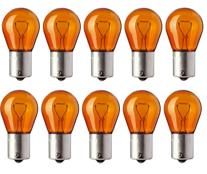 10 Stück Blinklampen PY21W 12V 21W Orange Kugel Auto Lampe BAU15s Blinker Birne