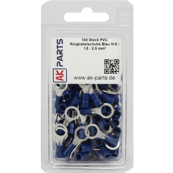 100 Stk PVC-Ringkabelschuhe 1,5 - 2,5 mm² Blau M 8...