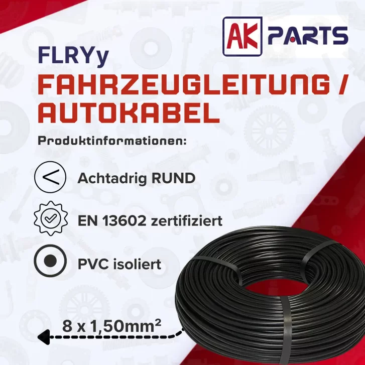 8 x 1,5 mm² Autokabel FLRYy Fahrzeugleitung Meterware