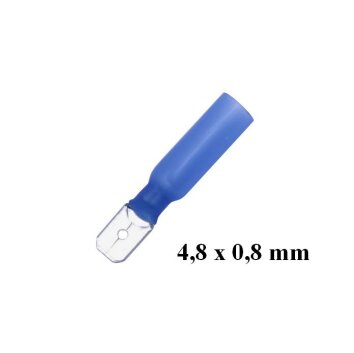 Flachstecker 4,8 x 0,8 mm Schrumpfverbinder 1,5 - 2,5 mm² Blau 50 Stück