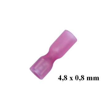 Flachsteckhülse 4,8 x 0,8 mm Schrumpfverbinder 0,5 - 1,0 mm² Rot 50 Stück