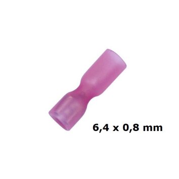 Flachsteckhülse 6,4 x 0,8 mm Schrumpfverbinder 0,5 - 1,0 mm² Rot 50 Stück