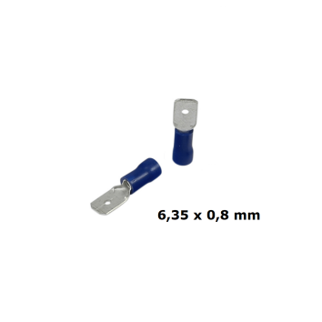 PVC Flachstecker 1,5 - 2,5 mm² Blau 6,35 x 0,8 mm 100 Stück