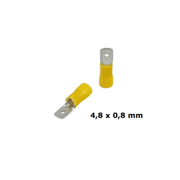 PVC Flachstecker 4,0 - 6,0 mm² Gelb 4,8 x 0,8 mm 50...