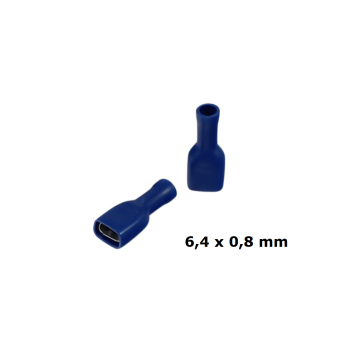 PVC Flachsteckhülse 1,5 - 2,5 mm² Blau 6,4 x 0,8 mm Vollisoliert 100 Stück
