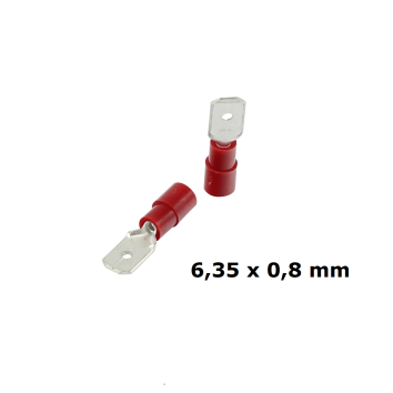 Nylon Flachstecker 0,5 - 1,5 mm² Rot 6,35 x 0,8 mm 100 Stück