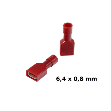 Nylon Flachsteckhülse 0,5 - 1,5 mm² Rot 6,4 x 0,8 mm Vollisoliert 100 Stück