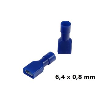 Nylon Flachsteckhülse 1,5 - 2,5 mm² Blau 6,4 x...