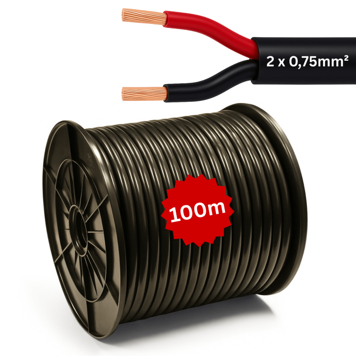 2 x 0,75 mm² FLRYy Fahrzeugleitung Rund 100 Meter auf Spule