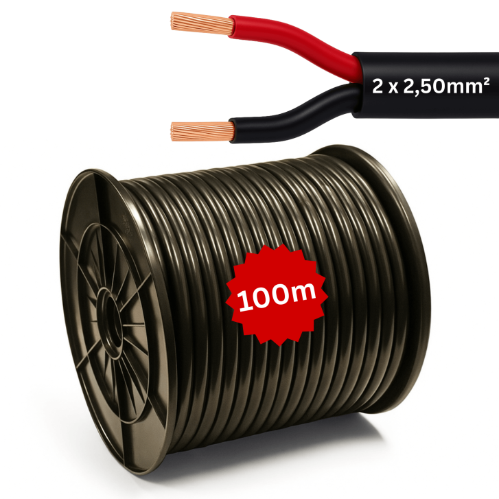 2 x 2,5 mm² FLRYy Fahrzeugleitung Rund 100 Meter auf Spule